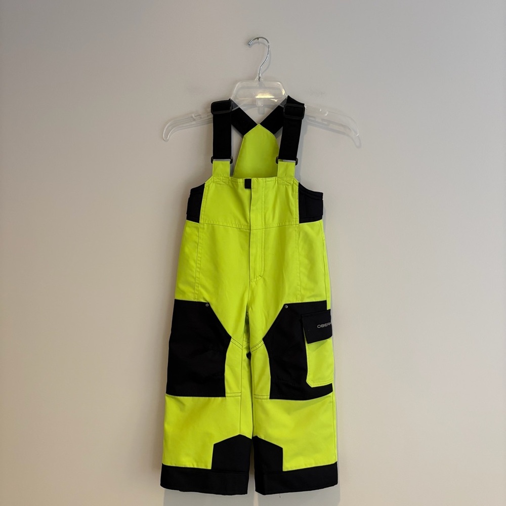 Obermeyer I-Grow Neon Yellow and Black Kids Snowpant Overalls